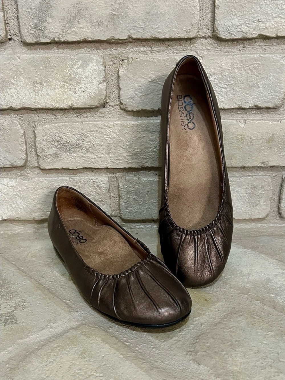 ABEO Taylin Women's Leather Copper-Brown Ballet Flat Shoes Orthopedic Arch Sz 7